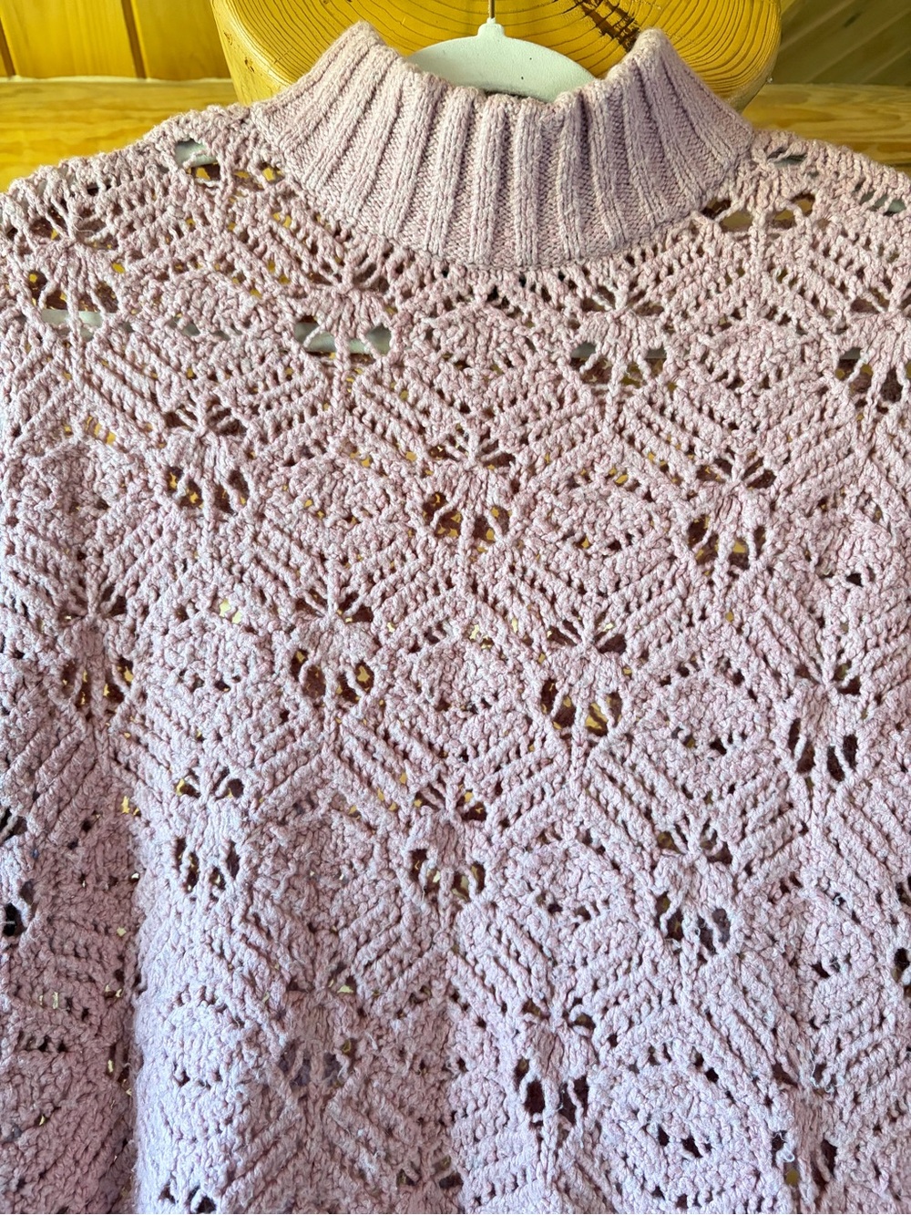 American Eagle Outfitters Light Pink Crochet Turtleneck Sweater - Picture 5 of 5